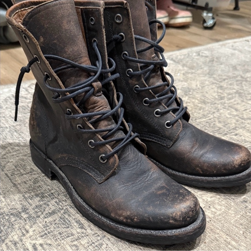 Frye Distressed Veronica Combat Boots